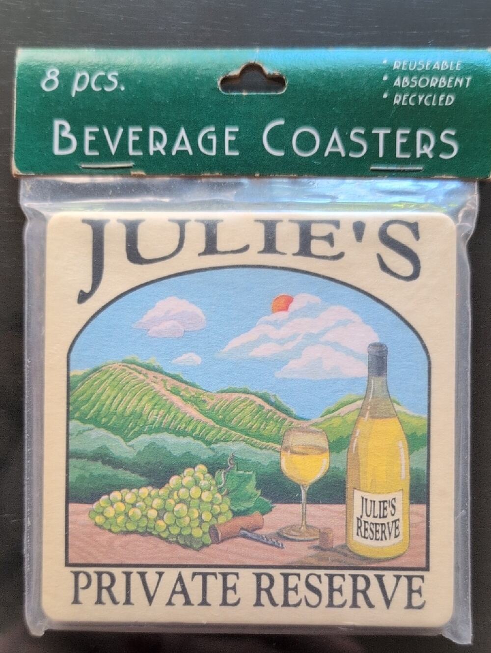 JULIE'S Private Reserve Cardboard Beverage Coasters - Set of 8